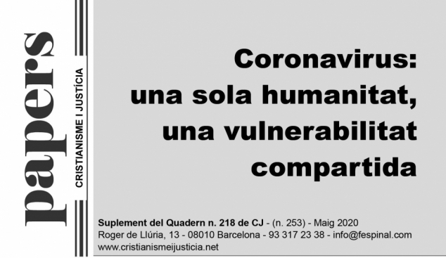 Cristianisme i Justícia reflexiona sobre les conseqüències del coronavirus